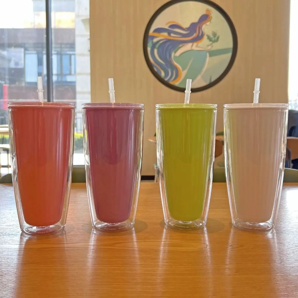 

Large Capacity Double Layer Straw Cup Leakproof Sealed Plastic Water Bottle Cute Anti Fall Drinking Bottle Children Adult