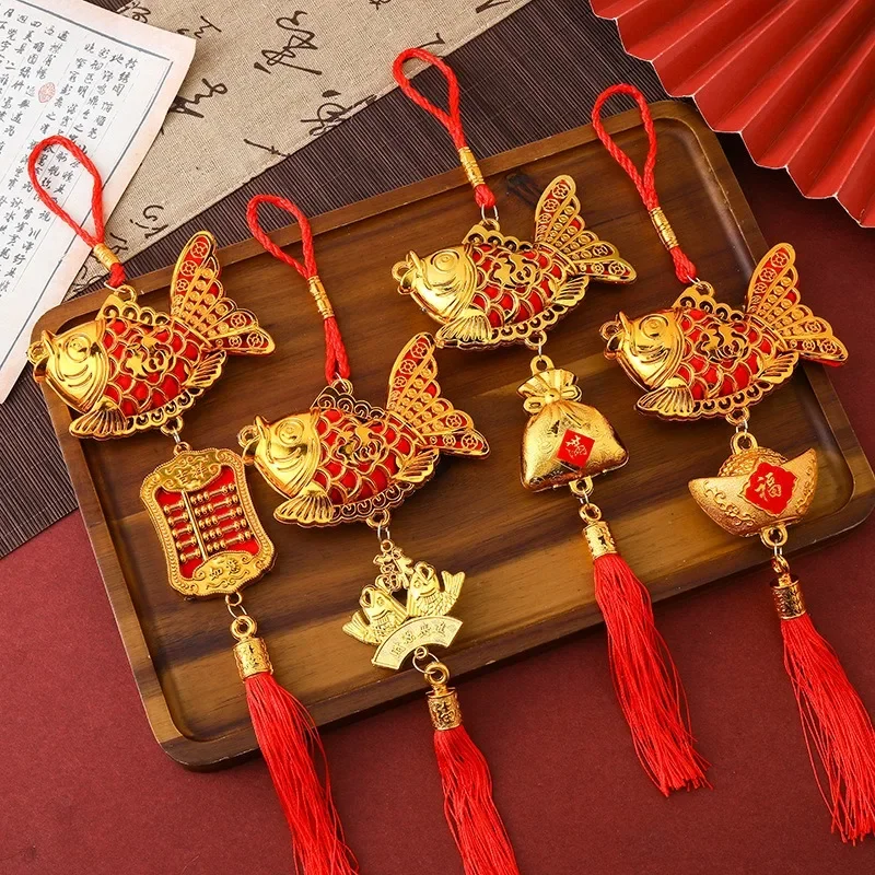 10PCS Chinese New Year Decorations Snake Year Lucky Charms Red Hanging Tassels Feng Shui Decor Chinese Knot Home Tree Ornament view 2