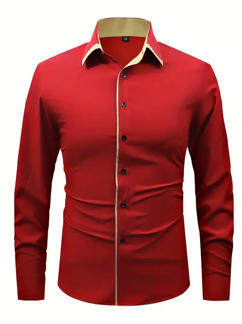 Men Long Sleeve Shirt Leopard Patchwork Color Block Print Turn Down Collar Casual Button Party Tops Men's Clothing