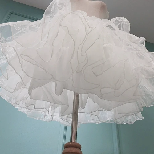 Imagen 2 del producto Lolita Cosplay Organza volantes enagua corta enagua para niñas tutú medio resbalones accesorio nupcial