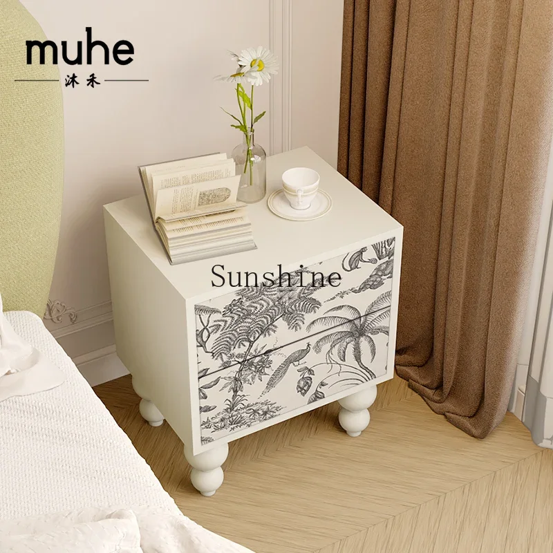 French retro jungle animal storage small apartment solid wood porch storage bedside table