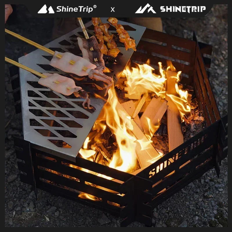 ShineTrip-Portable Folding Fire Pit For Outdoor Camping High Temperature And Corrosion Resistant Carbon Steel Incinerator