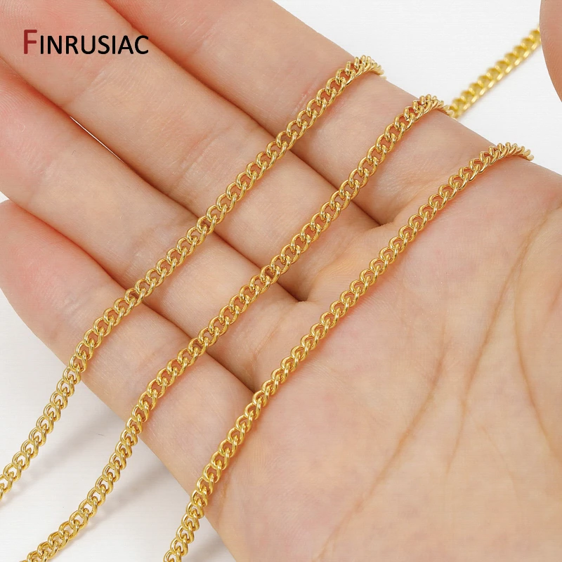 

18-каратное позолоченное латунное кубинское звено цепи для ювелирных изделий, 3*4 мм бордюрная цепочка для DIY ожерелья, браслета, фурнитура, принадлежности