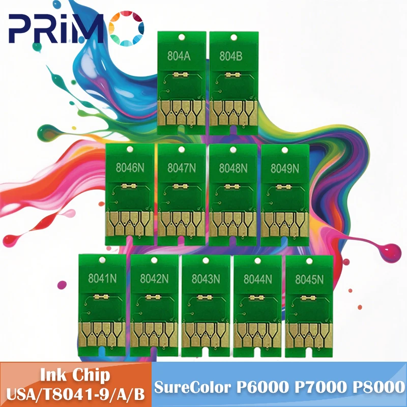 9Colors 11Colors USA T804A T804B T8041-T8049 Ink Cartridge Chip for Epson SureColor P6000 P7000 P8000 P9000 America Version