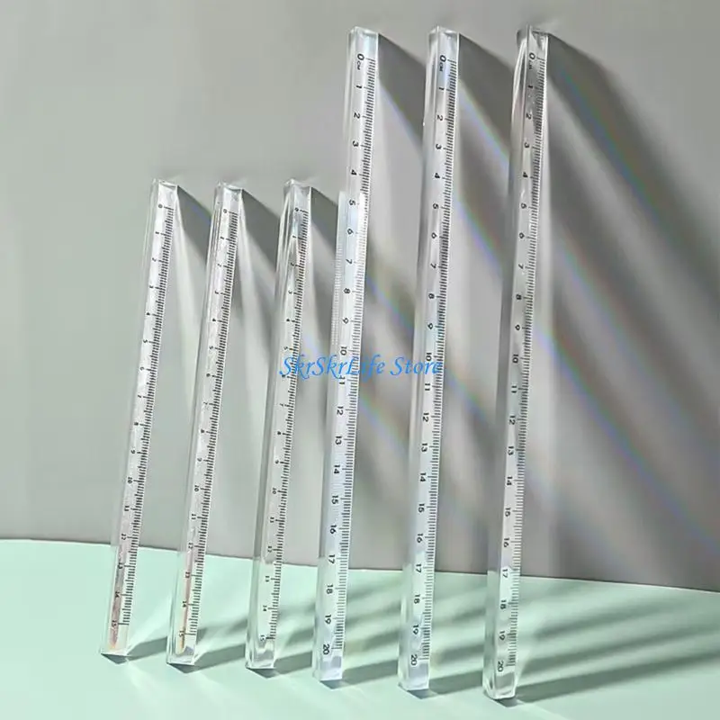 E65E 2Pcs Clear Triangular Rulers Plastic Drawing Ruler Measuring Tool for Students