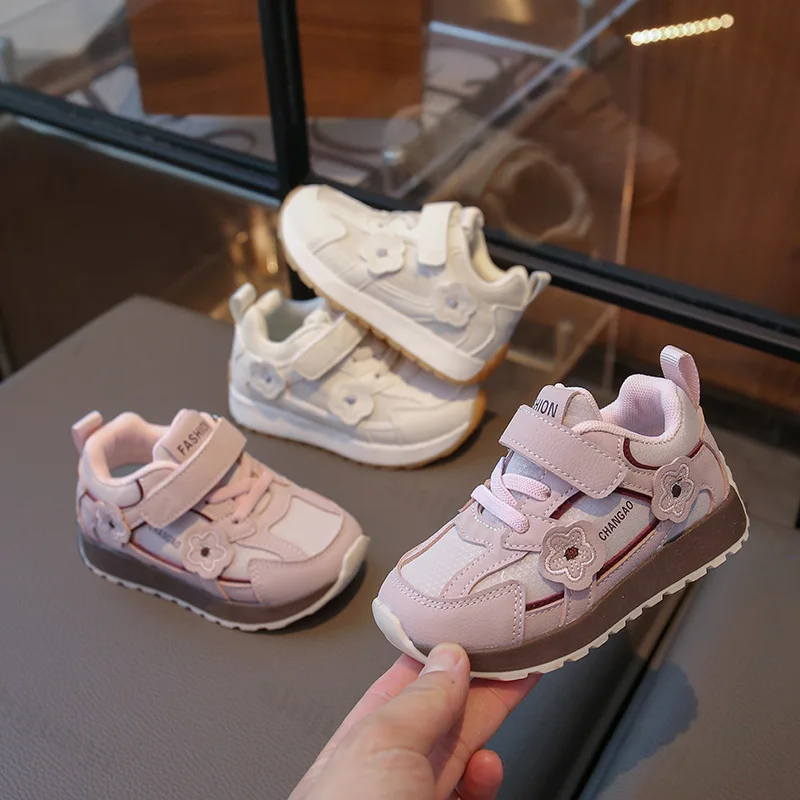 

Детские кроссовки, осень 2023, новые модные удобные нескользящие кроссовки с цветочным принтом для девочек, легкая повседневная обувь на мягкой подошве