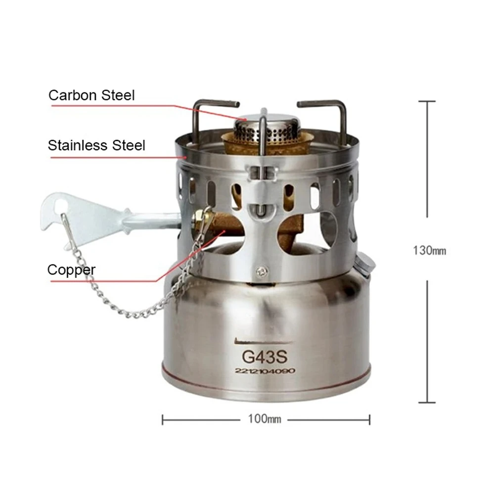Camping Mini Liquid Fuel Oil Stove with Silent Burner Portable Outdoor Stainless Steel 200ml Fuel Capacity Easy Storage