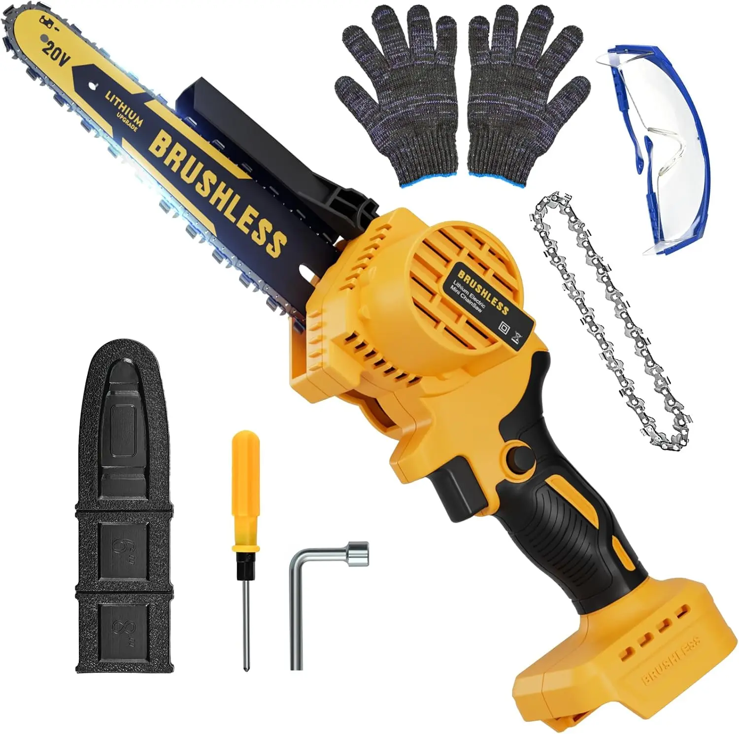

8-Inch Cordless Mini Chainsaw, Battery-Powered for Wood Cutting and Tree Trimming, Lightweight and Portable
