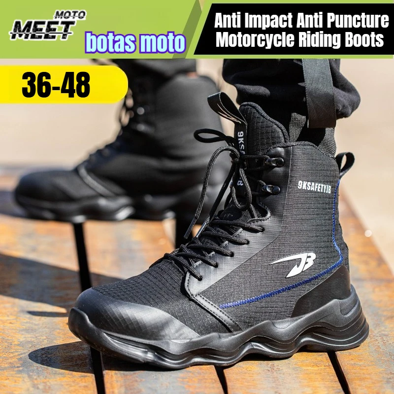 

High Tube Safety Boots Anti Impact Anti Puncture Motorcycle Riding Boots Waterproof and Anti Slip Outdoor botas para moto