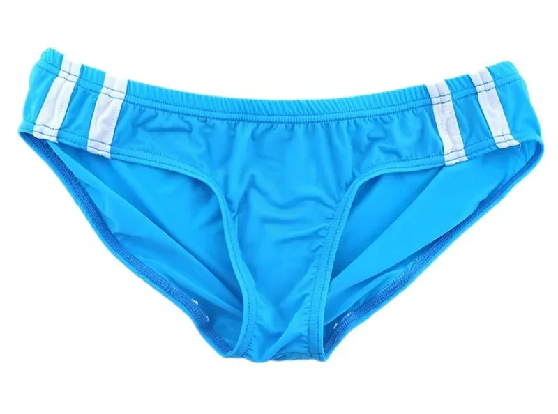 Herren sexy Unterwäsche dünne atmungsaktive hochela tische halb transparente Eisse ide Slips Seite Farbe Blockierung streifen niedrige Hose