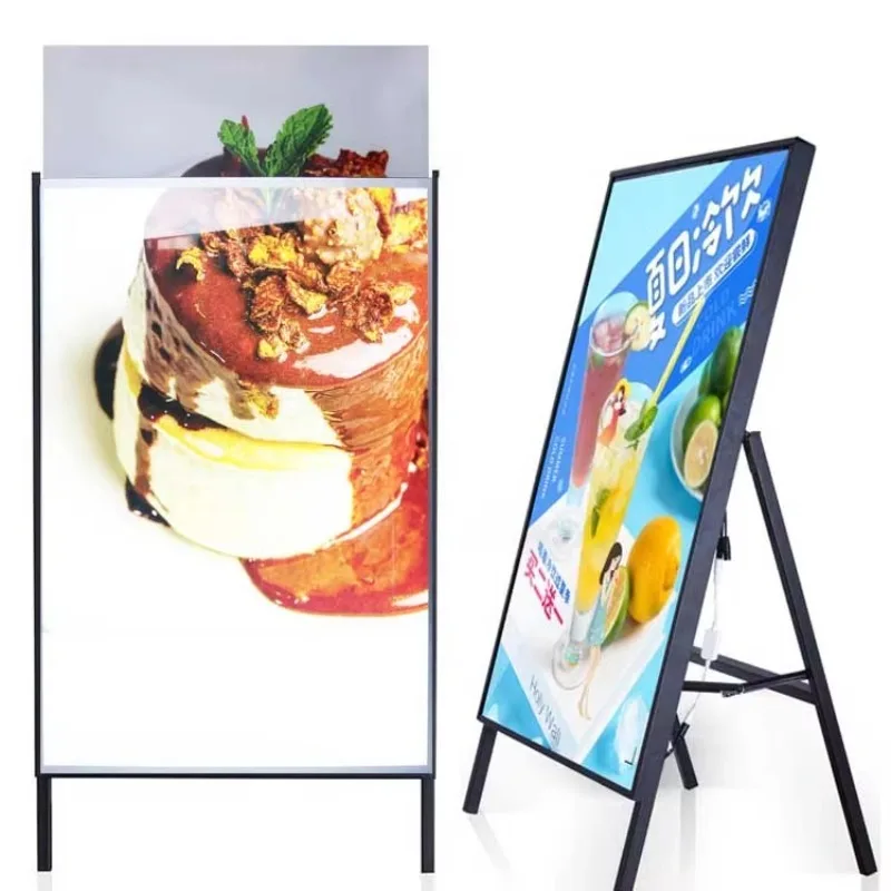 

A1 A2 LED Backlit Poster Pavement Advertising Stand Foldable Ads Flyers Restaurant Menus Beer Picture Frame Display Sign Box
