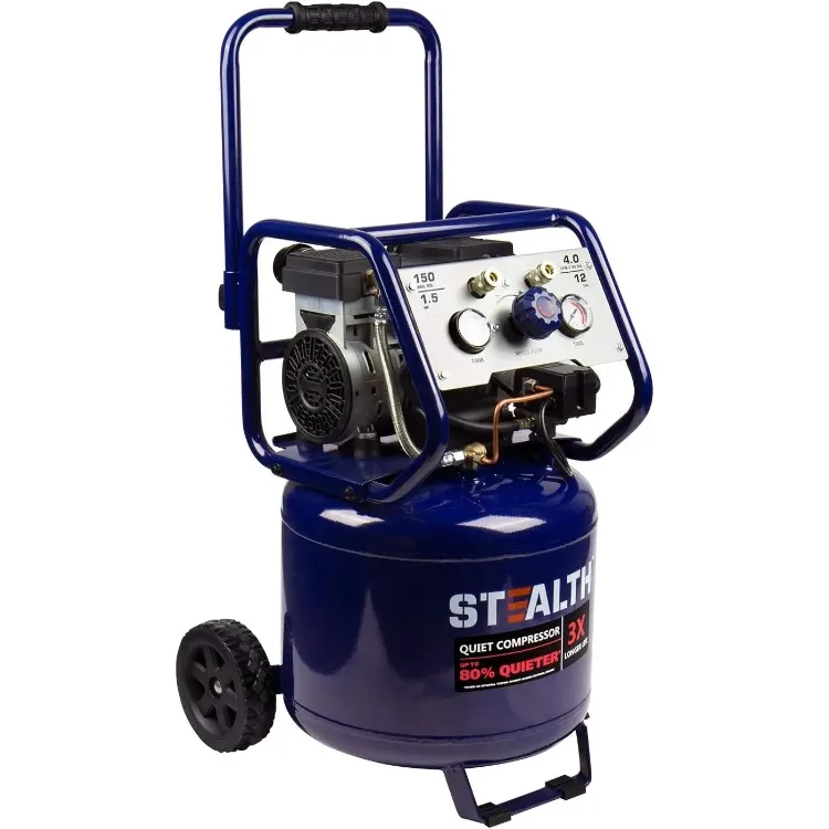 12 Gallon Ultra Quiet Air Compressor, 1.5 HP Oil-Free Peak 150 PSI 68 Decibel Air Compressor,5 CFM @ 40 PSI 4