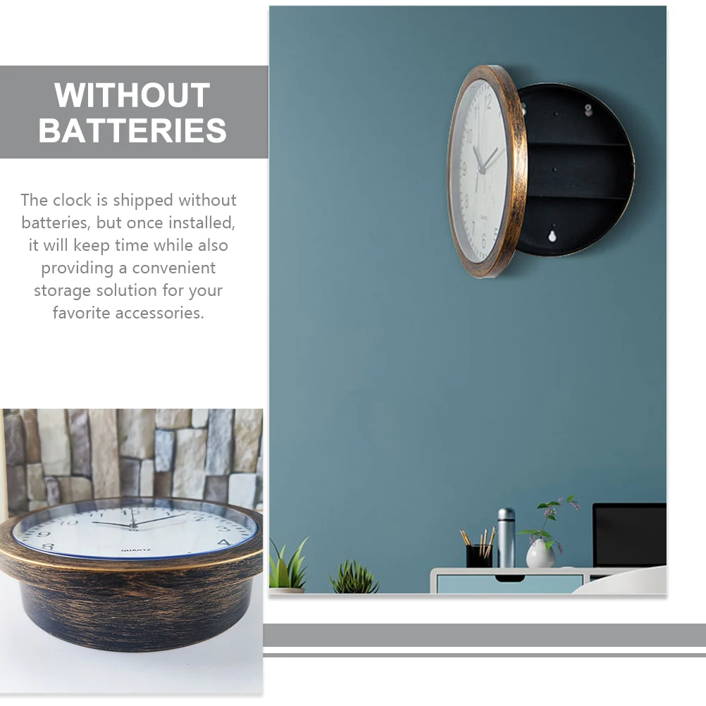 

s Retro Wall Storage Mute Home Decor Living Room Simple Style Wall Clock Bedroom Home Clock Decor Clocks