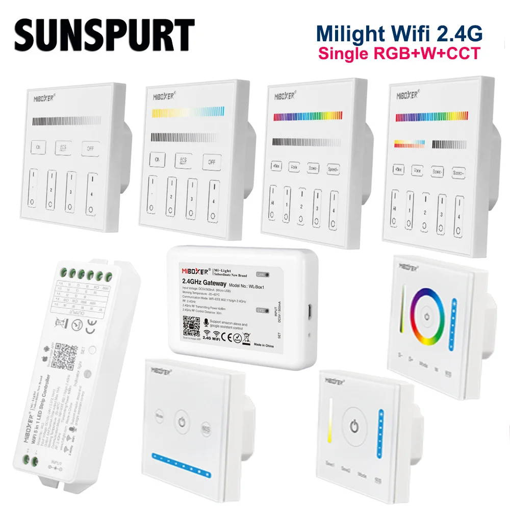 Milight Miboxer Smart Controller WL5 WL-Box1 T1 T2 T3 T4 P1 P2 P3 RF 2.4G 5in1 WIFI Voice For Single Color CCT RGB RGBW Wireless