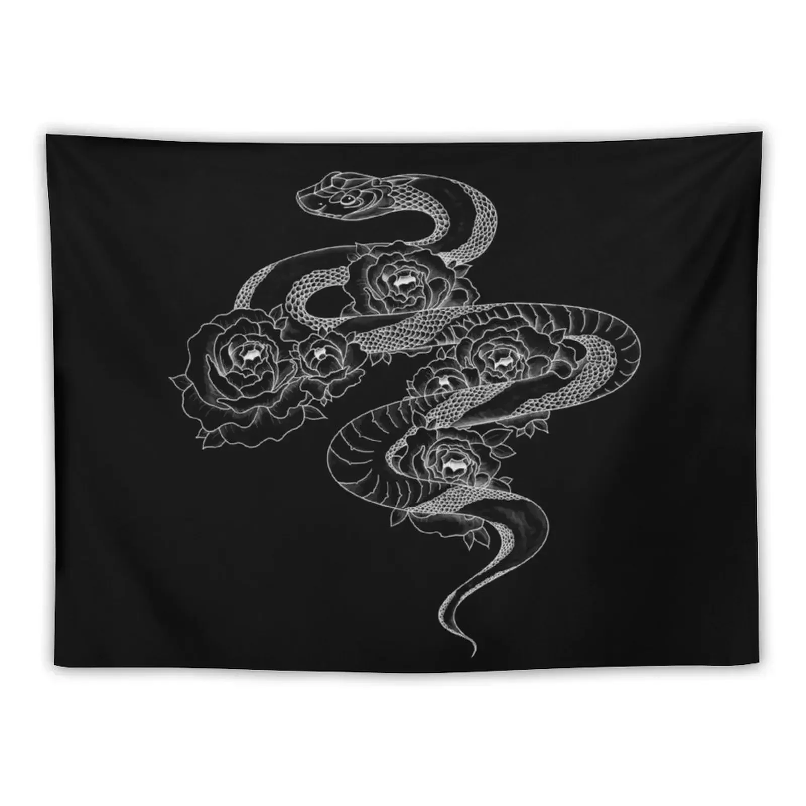 

Snake & Peonies (white) Tapestry Room Decoration Aesthetic House Decoration Room Aesthetic Decor Tapestry