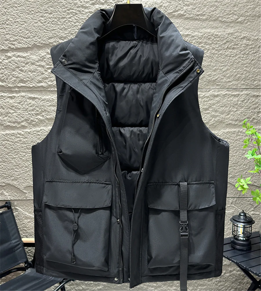 Plus Size 8XL Men Black Winter Warm Vest Cotton Padded Sleeveless Jackets Men's Clothes Male Thick Loose Coat Oversize 7XL