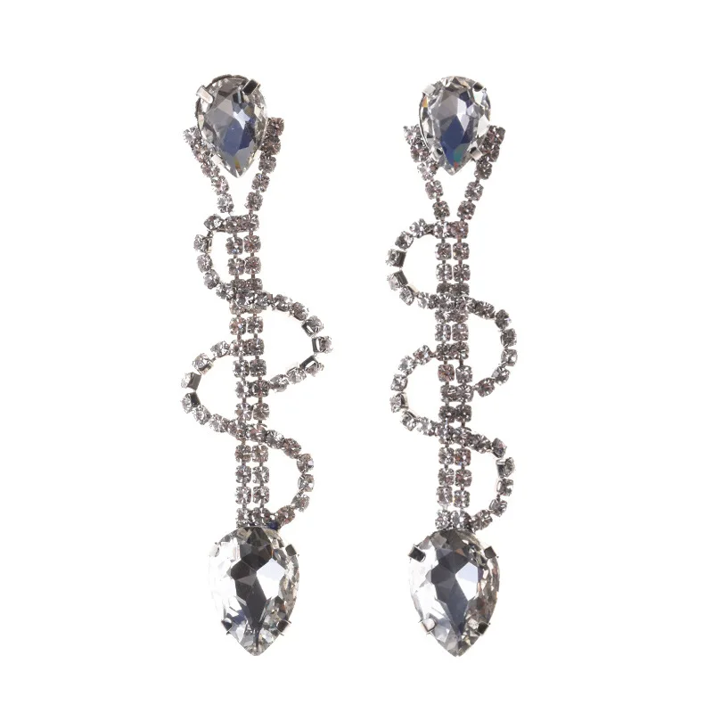 New foreign trade earrings, fashionable hipster water drop gem earrings, long styles, source manufacturer of accessories