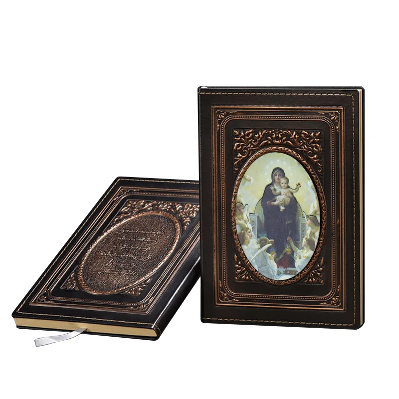 A5 Madonna Hardcover Notebook PU Durable Density Board Labeling Embossed Vintage Notebook for Chirtmas Gift