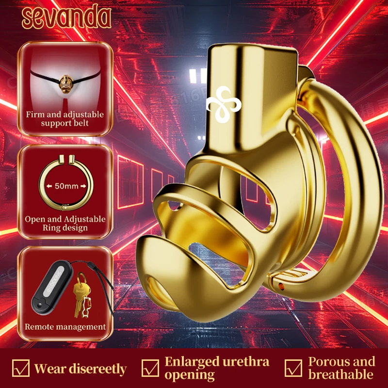 SEVANDA Male Metal Chastity Cage Erotic Urethral Lock Sexy Adult Man Sissy Cock Cage with Chastity Belt Penis Ring BDSM Sex Toys