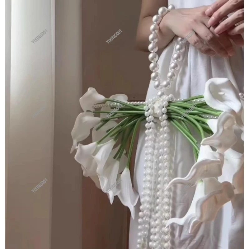 

DIY Calla Lily Pearl Bridal Bouquet Making Kit Handmade Wedding Flowers Craft Set for Creative Home Art