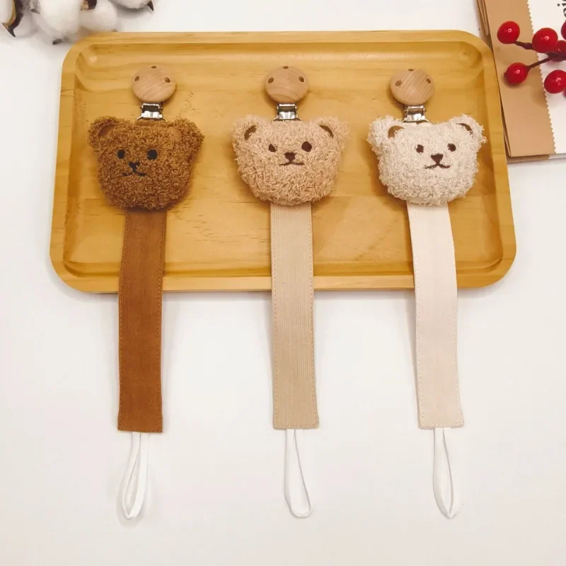 1/2pcs Baby Pacifier Chain Clips Holders Anti-drop Chain Cartoon Stuffed Bear Teething Clips Teether Toy Soother Pacifier Strap