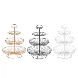 3-Tier Fruit Bowl Kitchen Fruit Stand Vegetable Baskets For Countertop Metal Multi-Layer Wire Fruit Holder Display Tray Plate