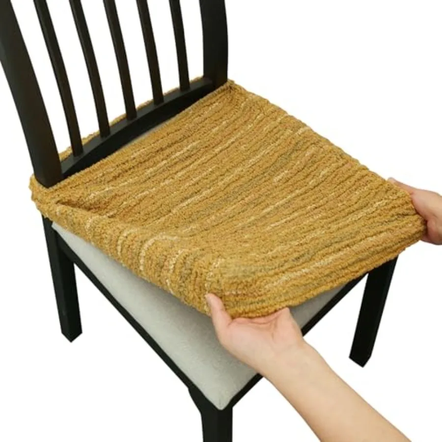 

Heavyweight Cotton Dining Seat Covers for Chairs Set of 6 Woven Stretch Fabric Slipcovers for Dining Room or Kitchen Extra Dura