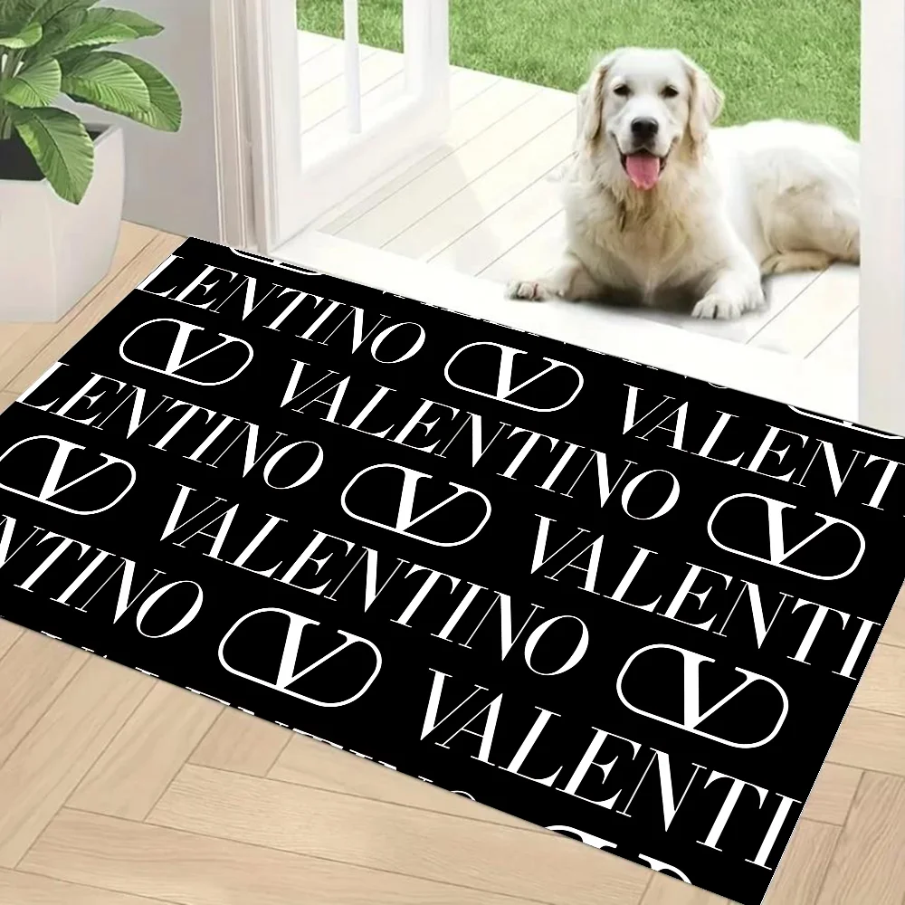 T-Valentinos-Logo Floor Mat Graphic Printed Flannel Doormats For Bathroom Kitchen Entrance Carpet Home Decor