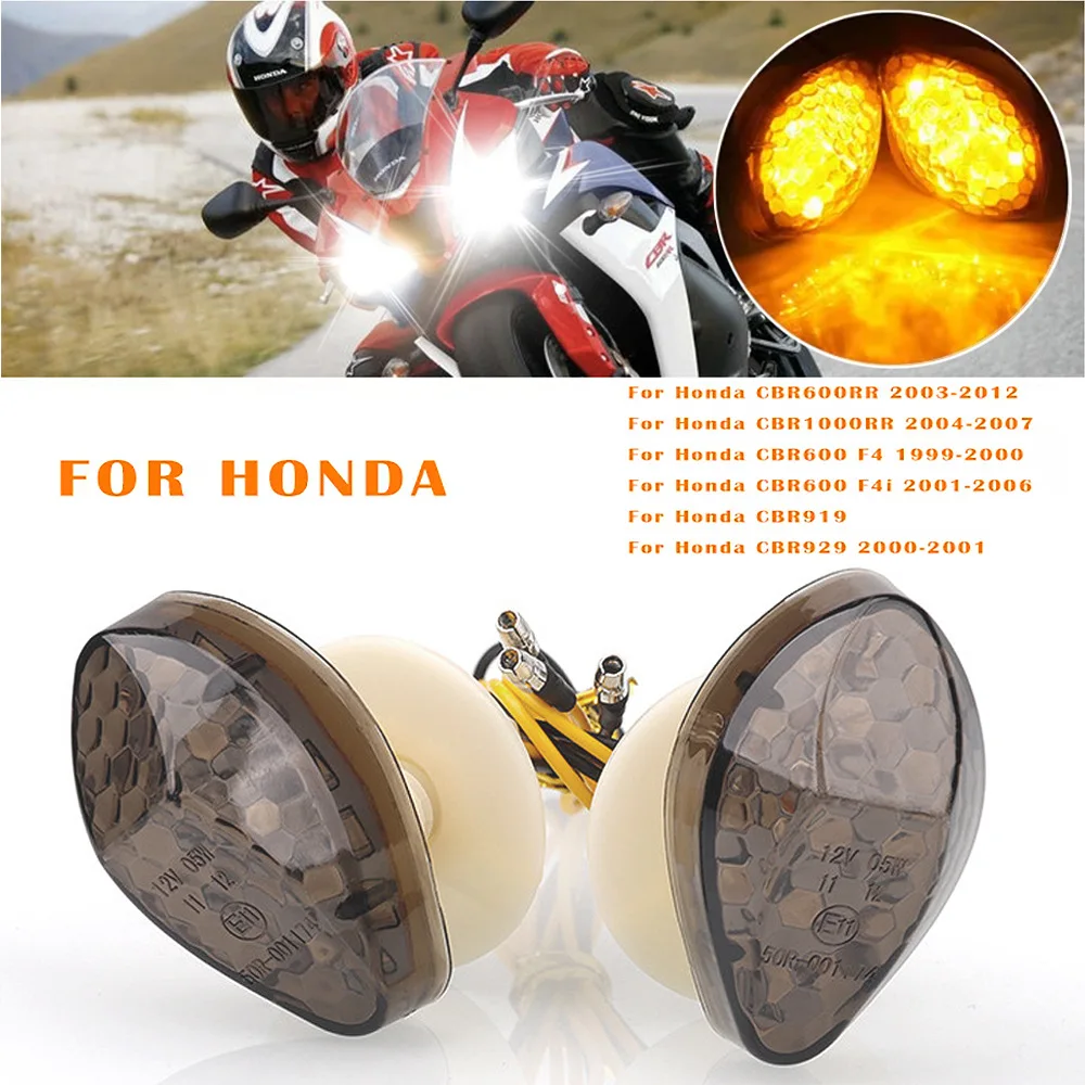 Motorcyle LED Turn Signal Light Blinker Amber Flasher Lamps For Honda CBR 600 F4 F4i CBR600RR CBR1000RR 12V Moto Indicator Lamp