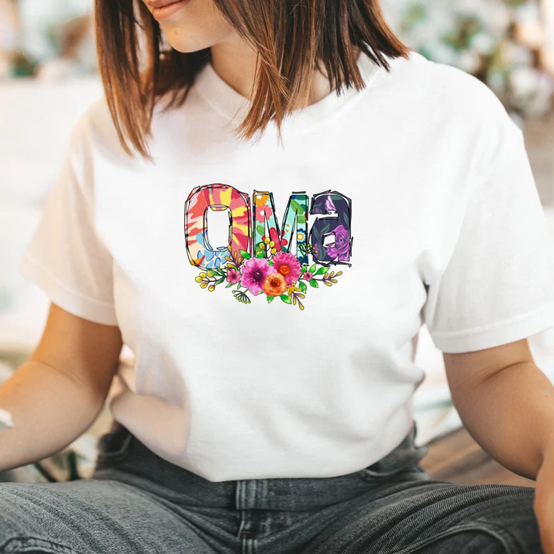 

Floral Oma Letters Printed Women T Shirt Cotton Religious Clothes Harajuku Tshirt Causal T-shirt Christian Tops Dropshipping