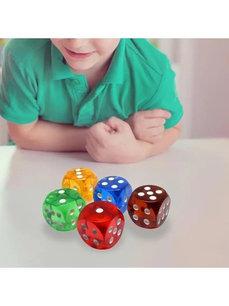 5 Pcs 25mm Transparent Dices 6 Sided Waterproof Crystal Dices Round Corners Board Game Dices for Teaching Projects