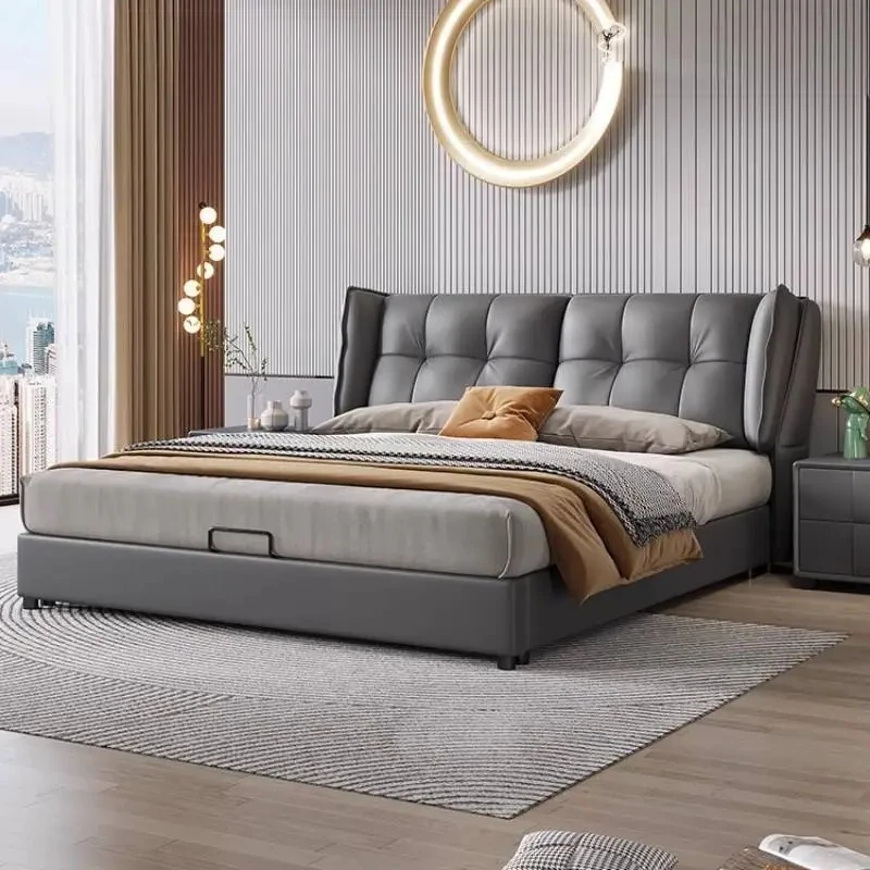 

Minimalist Aesthetic Double Bed Storage Space Frames Full Size Double Bed Headboards Bedgeraamte Camas De Dormitorio Furniture