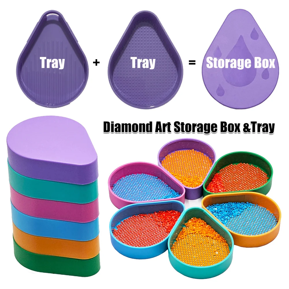 6 in 1 Diamond Painting Tray with Lid and Storage Holders, Diamond Art Accessories and Tools 5D Diamond Painting Storage Box