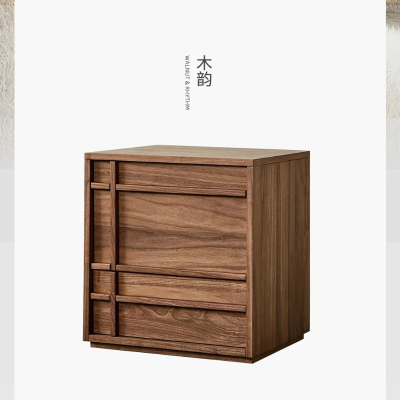 YJQ antique storage cabinet, black walnut solid wood floor-to-ceiling TV modular side cabinet