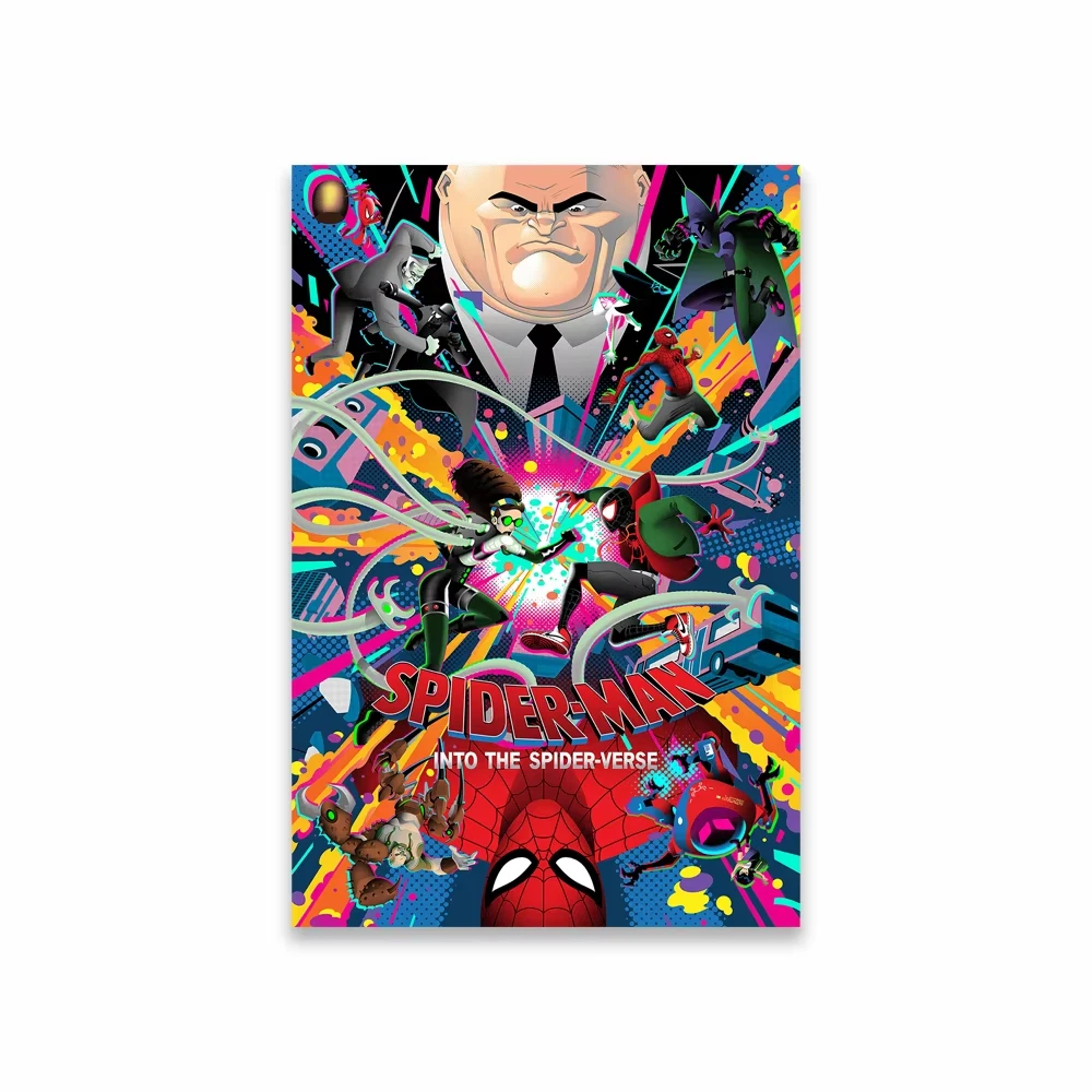 MINISO Spider Man Into the Spider Verse Poster Disney Spider Man Tela Pittura Cartoon Comic Stampa Supereroe Art Room Decor