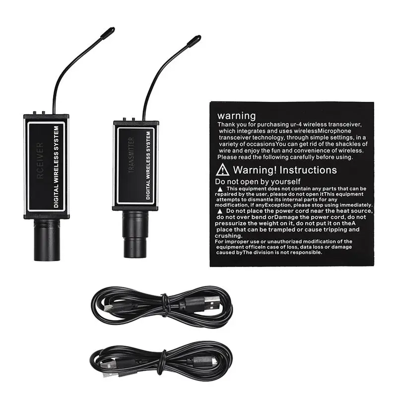 

*ONE DAY UR-4 Профессиональная цифровая беспроводная микрофонная система с XLR-передатчиком-приемником, черный