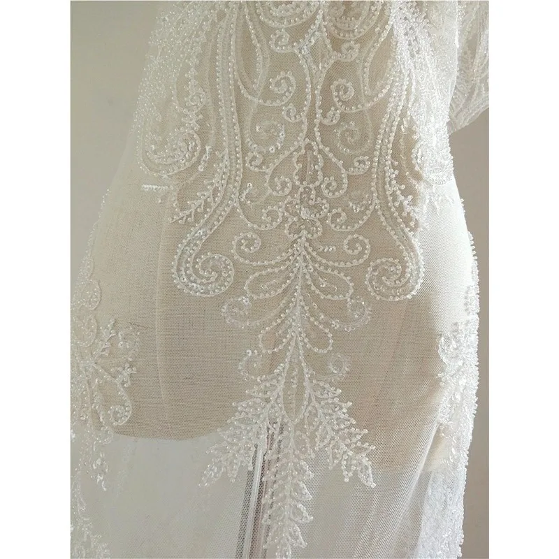 

Роскошные блестки из бисера, вышитое кружево, наклейка, сетчатая ткань, свадебное платье, вечернее платье, декоративные аксессуары ручной работы