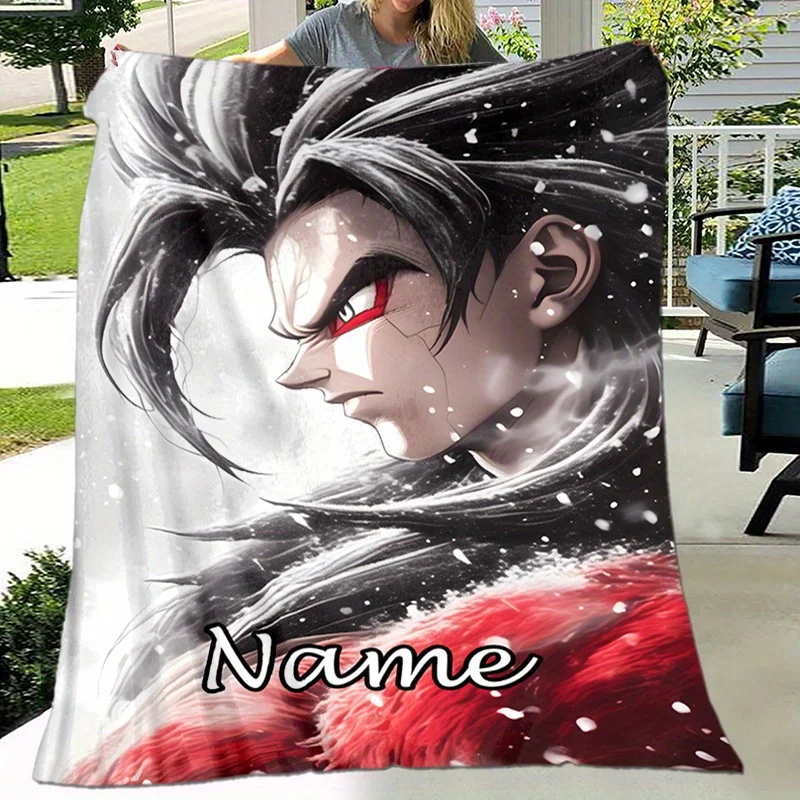 Customized Name Anime Style Blanket Soft and Warm Flannel with Vivid 3D Printing Design Perfect for Embracing Nights Sofa Bedroo