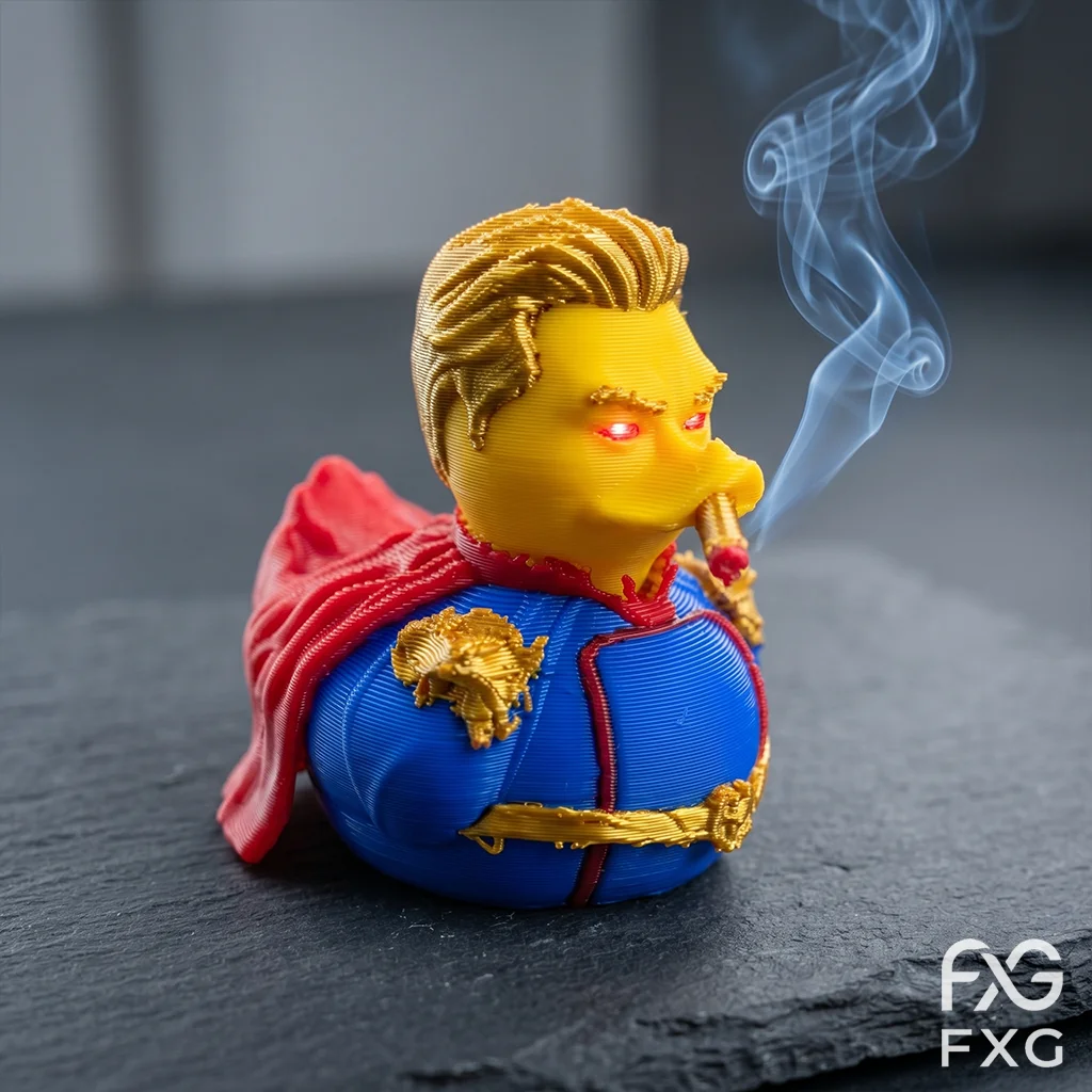 Patriotic Hero Duck Figurine Ornament, Desk Paperweights, Office Desk Supplies, Dark Superhero Style Desk Decor Accent