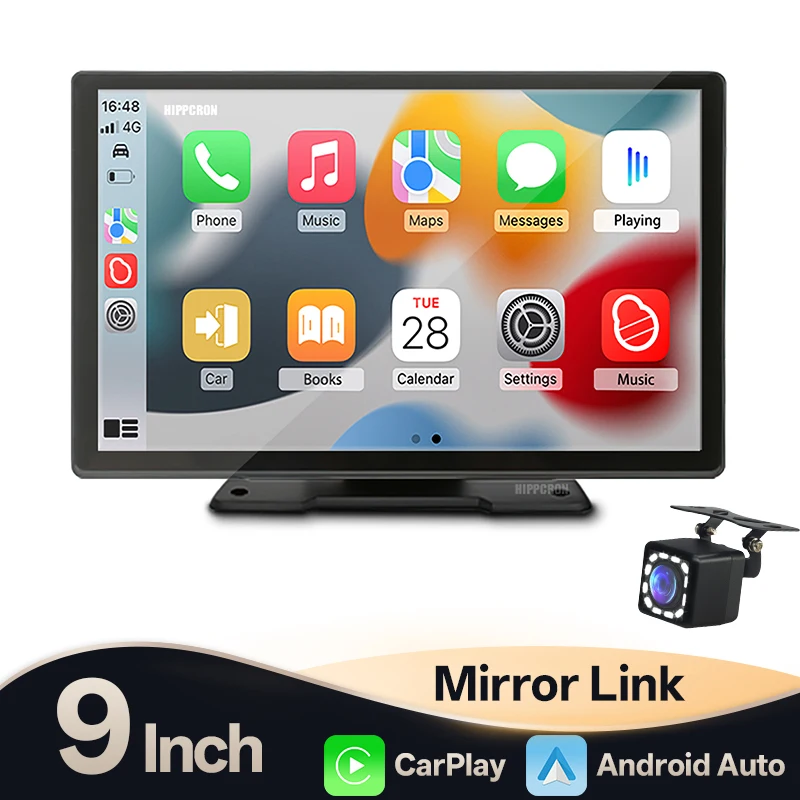 

Hippcron 9-дюймовый автомобильный радиоприемник, беспроводной CarPlay, Android Auto, мультимедиа, универсальный видеоплеер, IPS, сенсорный экран, Bluetooth, зеркальная связь, AUX