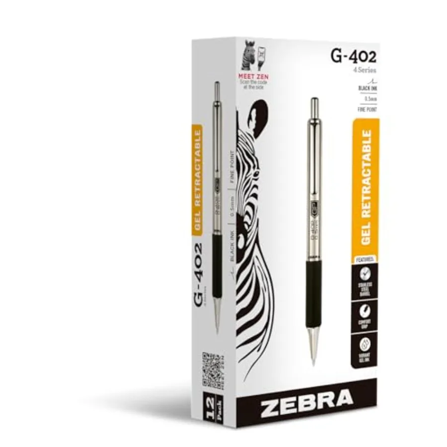 

STEEL G-402 Retrctle Gel Pens - 0.5mm Fine Point - Smooth Ink - Rpi ry Ink for No Smers or Smuges - le Stinless Steel Writing P