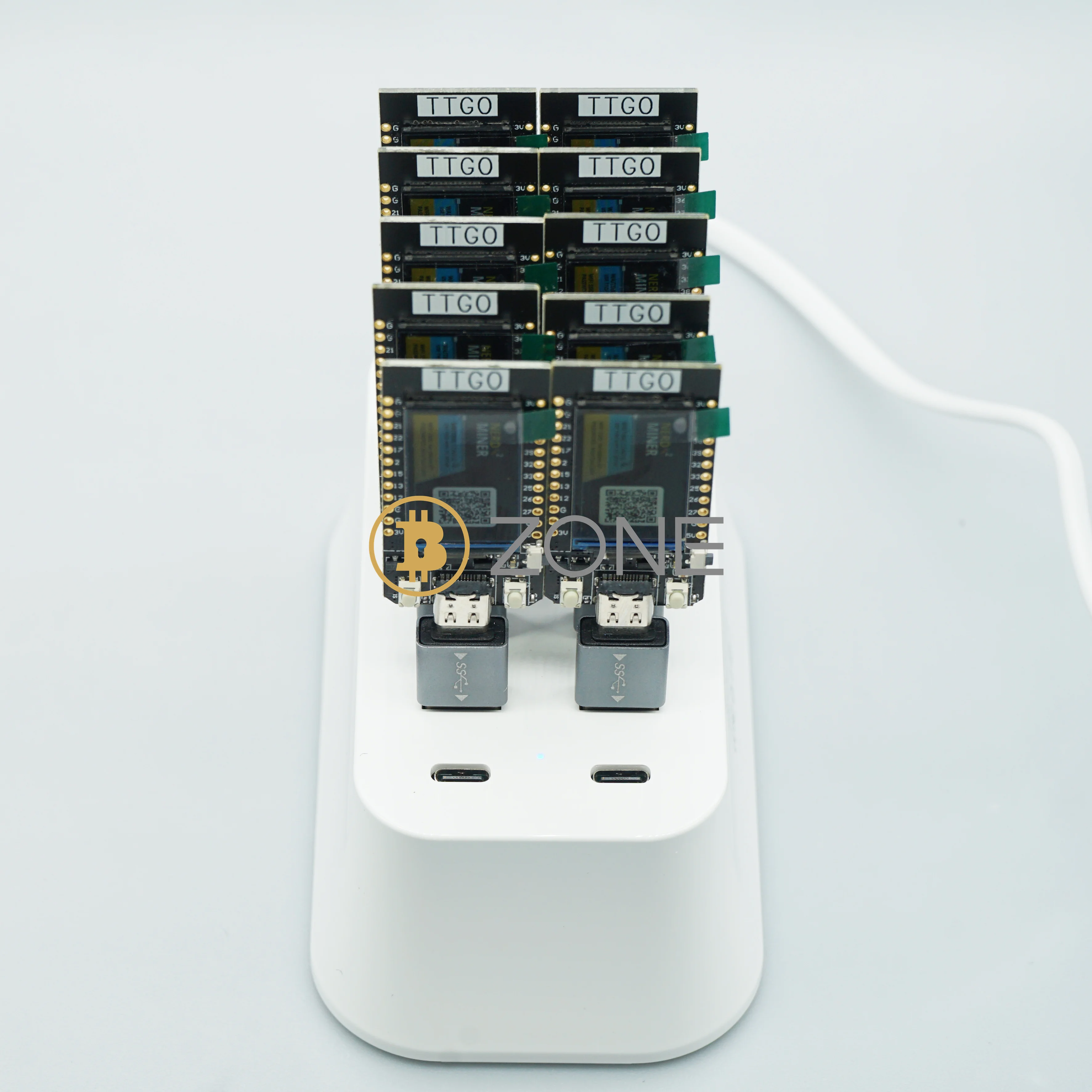 10PCS NerdMiner V2 T-Display-1.14 56KH/S*10 Bitcoin Lottery Miner Station With 60W 10 Port Nerd Miner V2 Solo USB Miner Hub