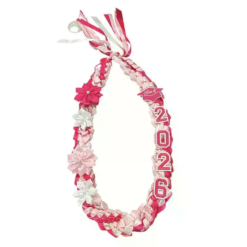 Handmade Class Of 2026 Graduation Lei With Satin Flower Accents Braided Design For Grad Ceremonies Photo Shoots And Gifts