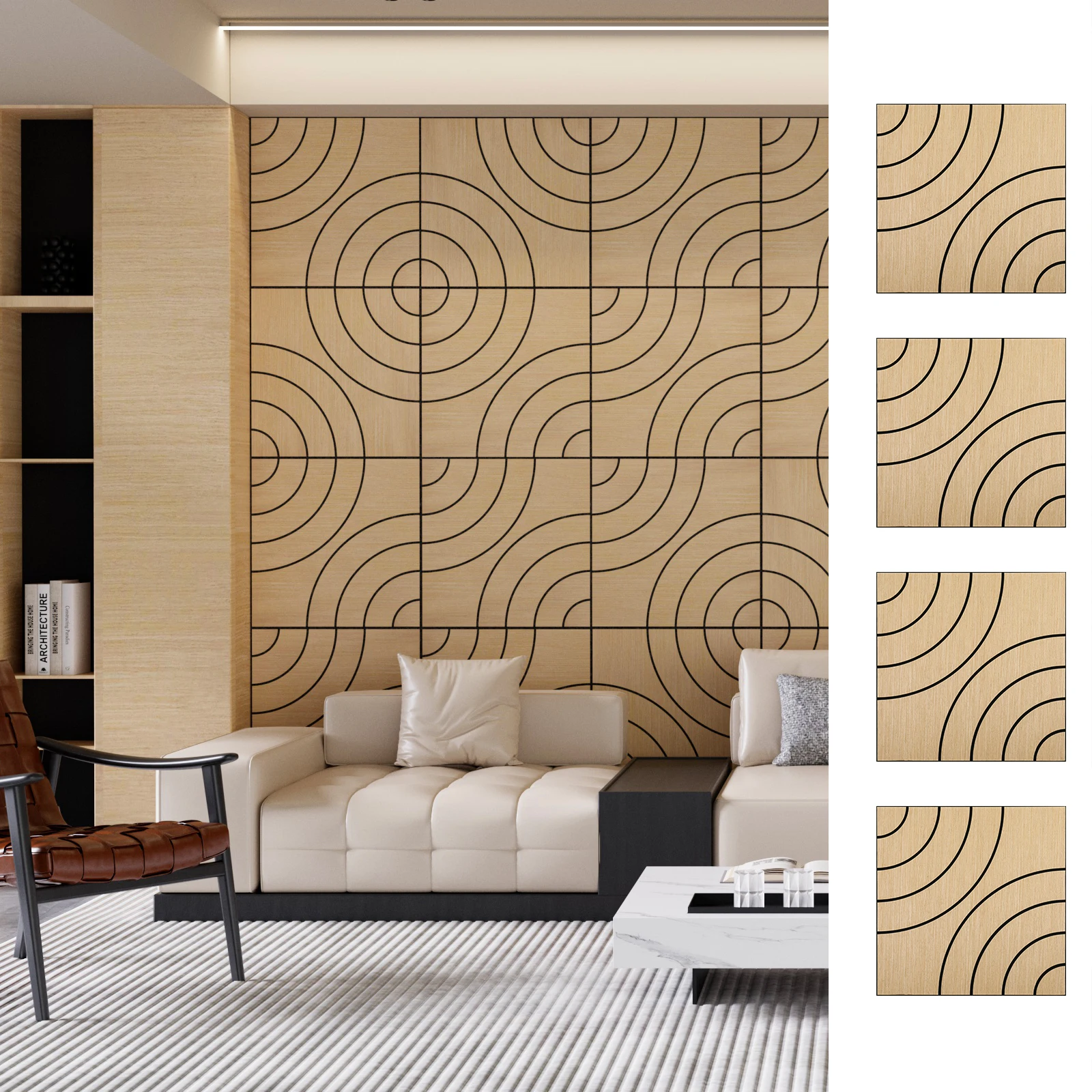 مجموعة ألواح حائط قابلة للتقشير واللصق ثلاثية الأبعاد ممتصة للصوت الصوتي مكونة من 4 قطع لتقليل الضوضاء الداخلية #1