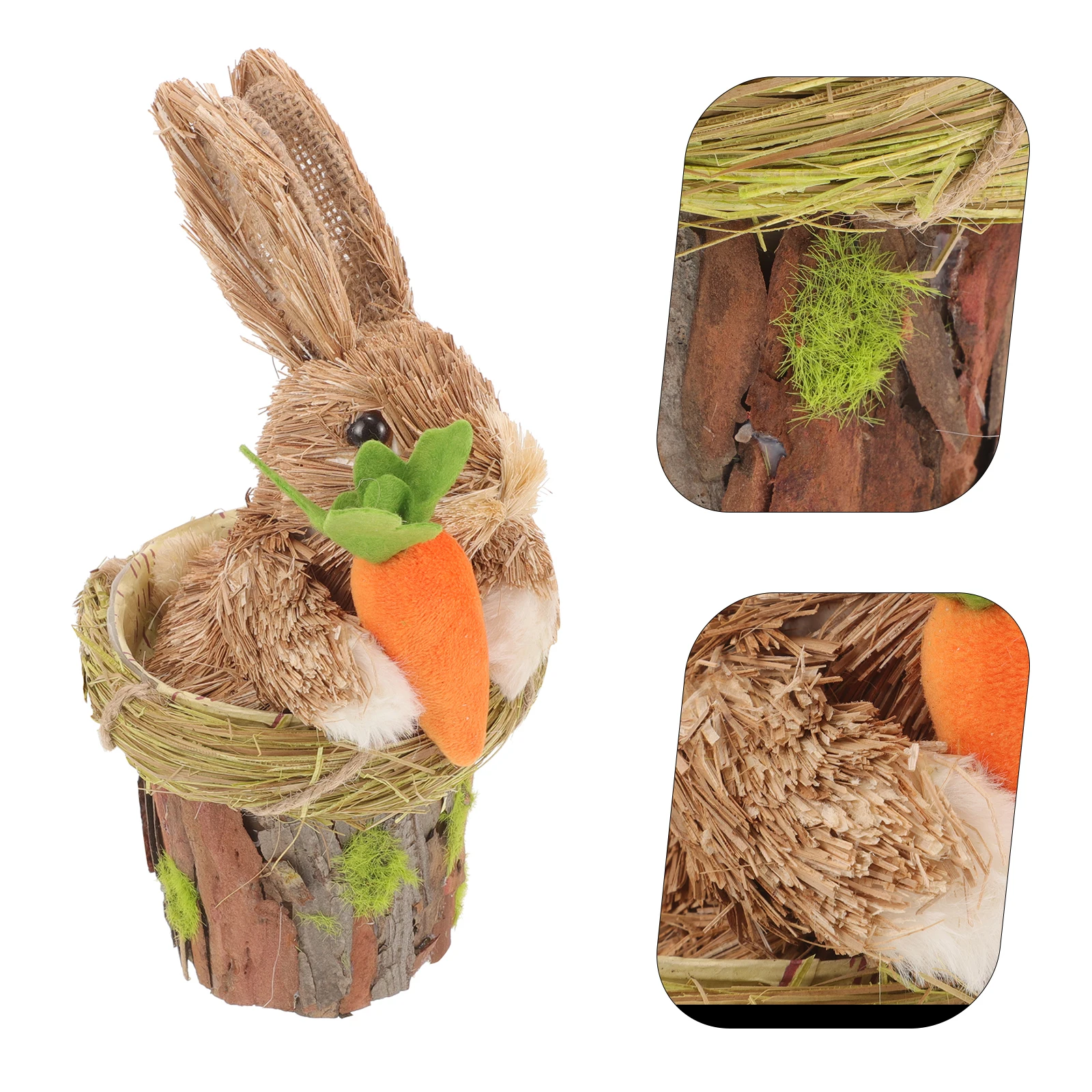 

Creative Straw Woven Bunny Lightweight Rabbit Statue Decor For Garden Bedroom Desktop Easter Party Home Yard Decoration Small