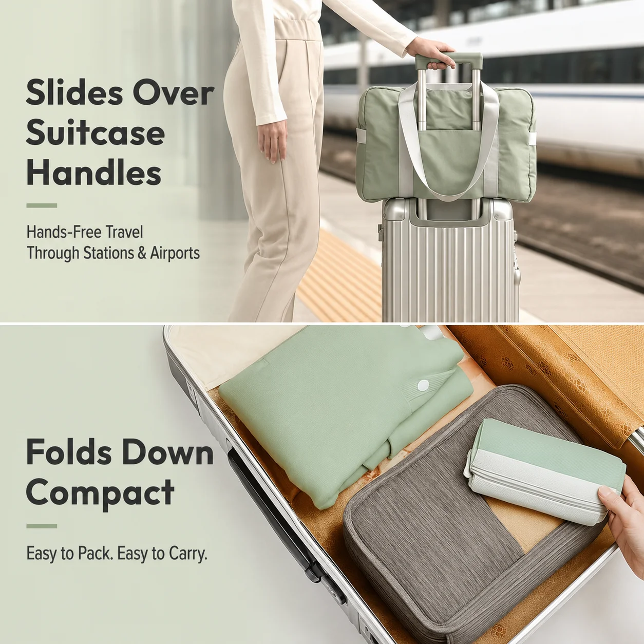 Sac de voyage pliable et étanche, fourre-tout de grande capacité, sac de rangement de bagages avec plusieurs poches