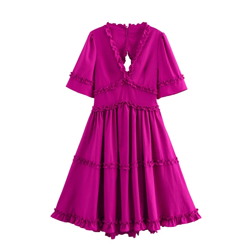 

Wind Women's New French Backless Texture Ruffled Design Sense Dress