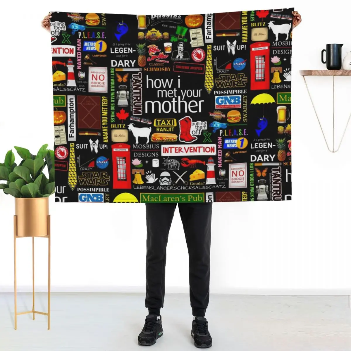 How i Met Your Mother Collage Poster Iconographic - Infographic Throw Blanket Breathable Lightweight Blanket for Adults Kids