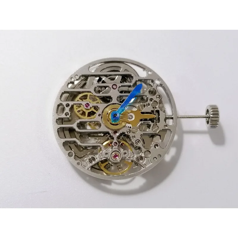 حركة الساعة لهانغتشو 7500 حركة هيكل عظمي ثلاثية اليد منقوشة بالفضة قوة 80 ساعة #5
