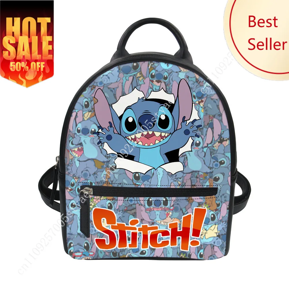 

Stitch Backpack Disney Cartoon Decorate Leather Bags Design Your Photo Logo Text Party Holiday Custom Gifts